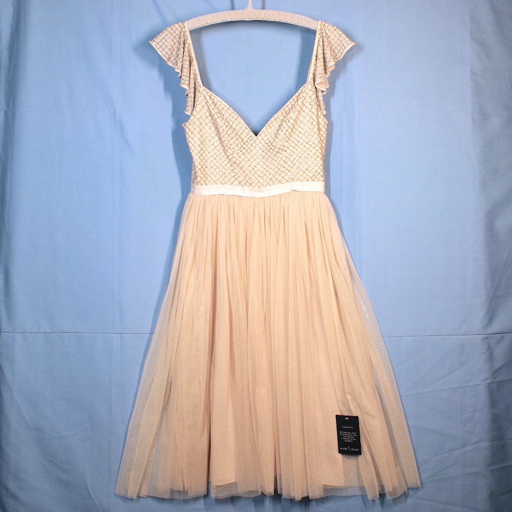 NWT Needle & Thread Swan Dress US4 Cocktail Midi